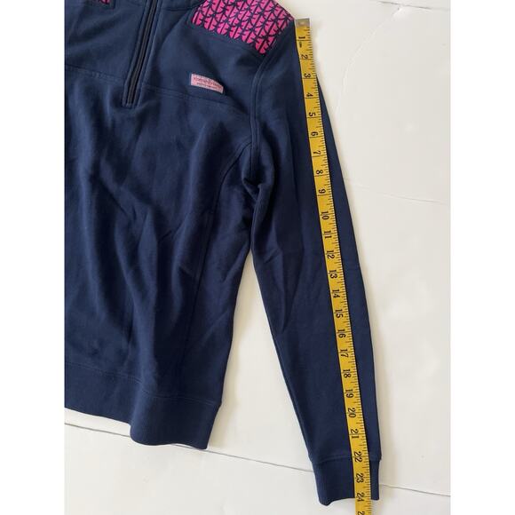 Vineyard Vines 3/4 Zip Shepard Pullover Women XS Blue Pink Corduroy Aztec Print - Picture 6 of 9